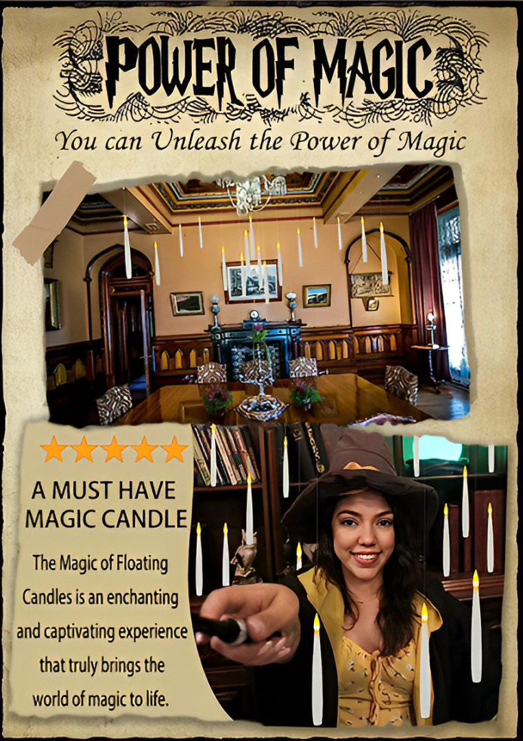 Realistic Floating Candle Lights with Magic Wand