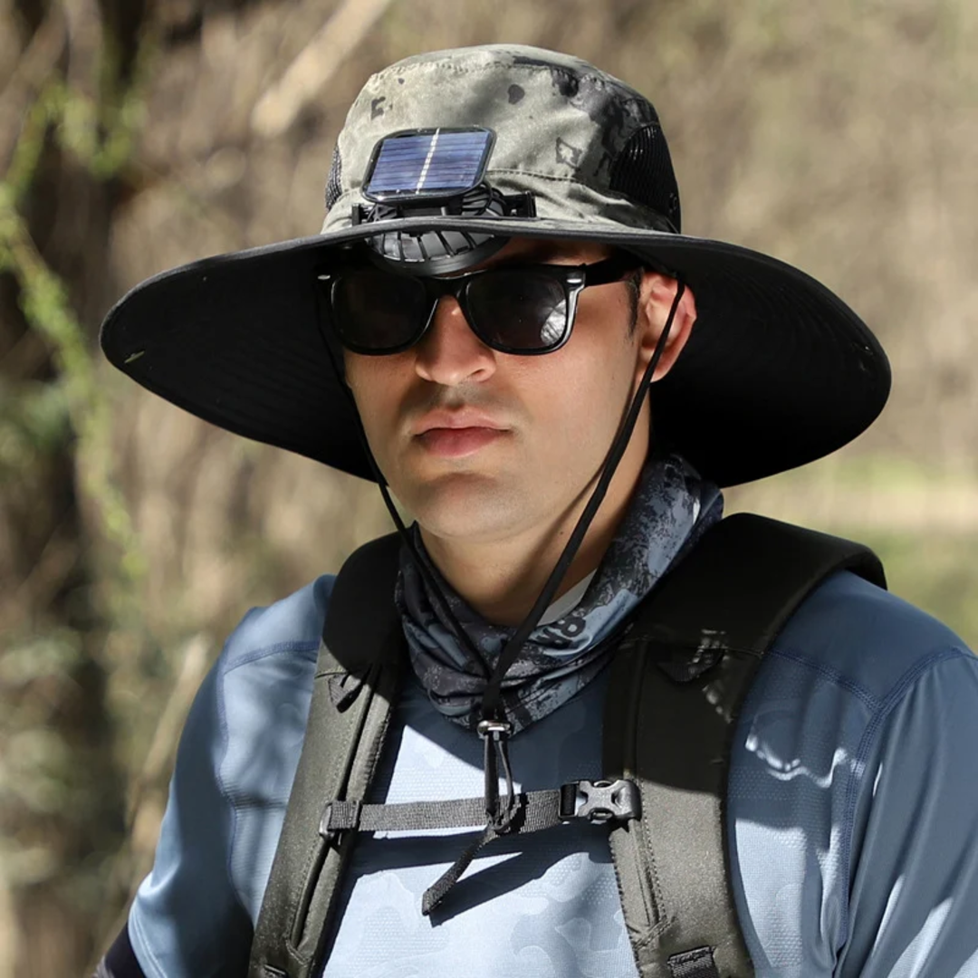 DuveHat™ Fishing Hat with Solar Fan Solar and USB Charging