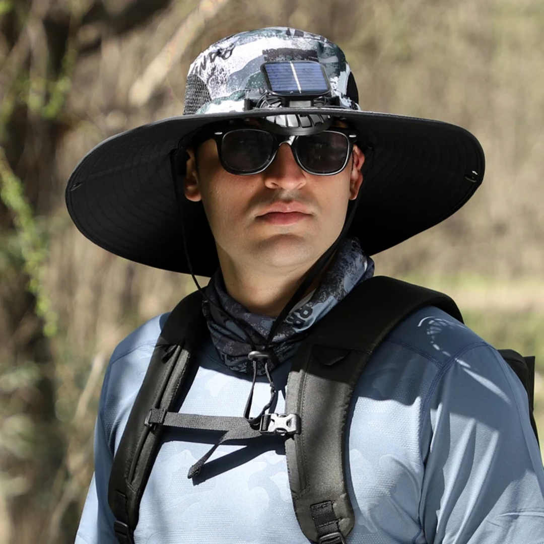 DuveHat™ Fishing Hat with Solar Fan Solar and USB Charging