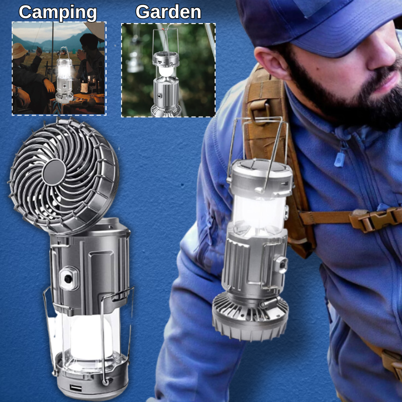 6 in 1 Portable Outdoor LED Camping Lantern With Fan