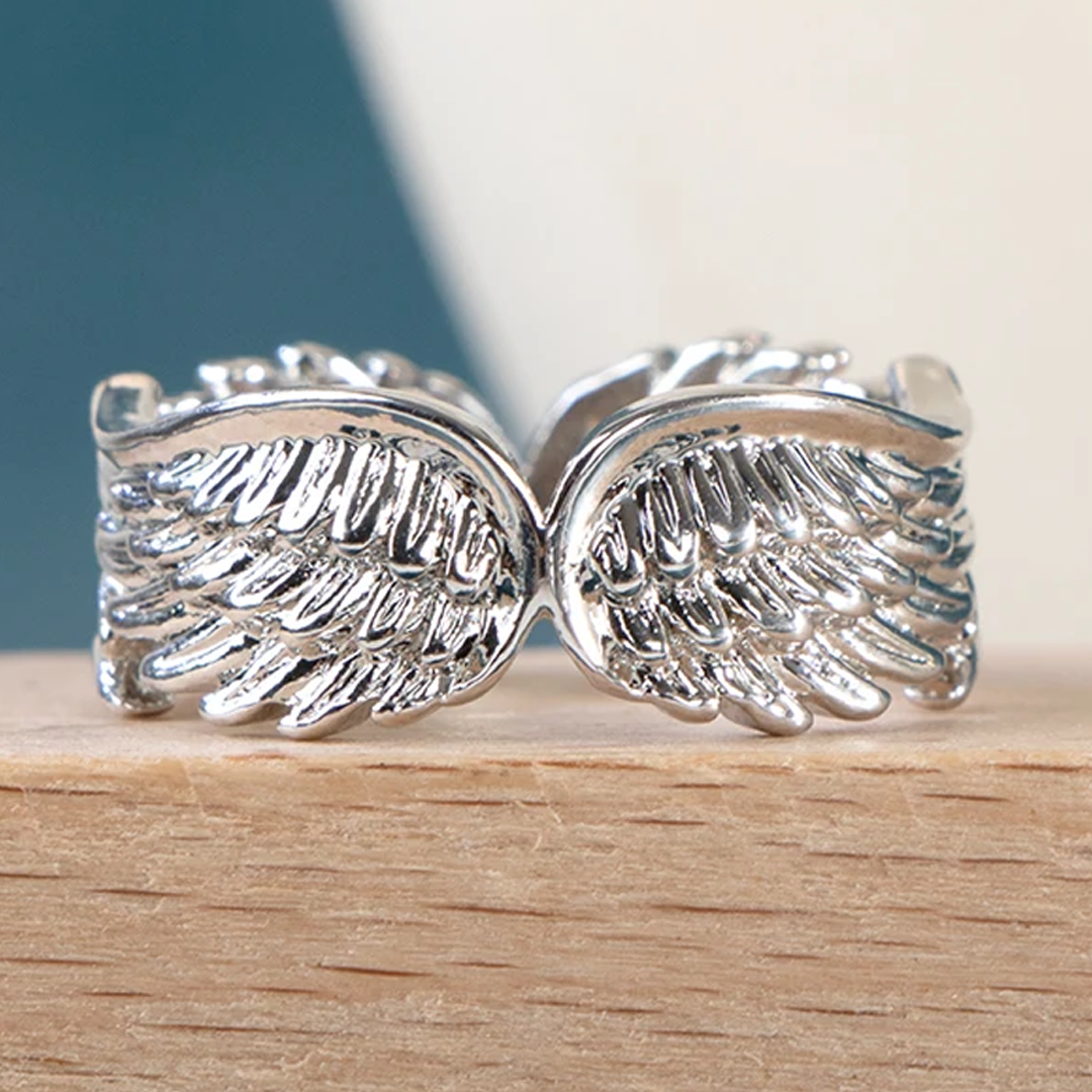 S925 Sterling silver Angel Wings Feather Ring💕