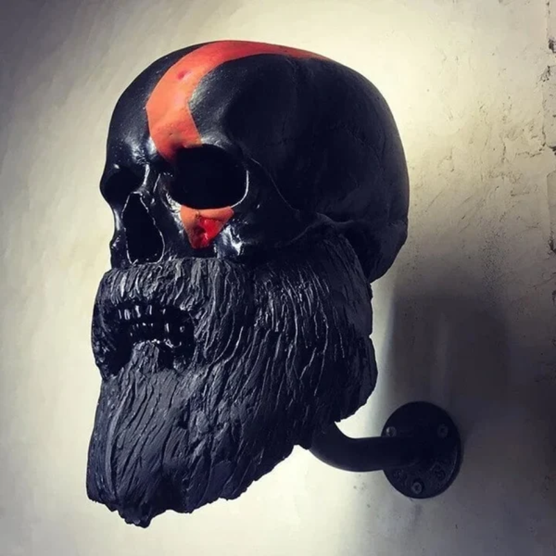 Motorcycle Skull Helmet Holder with Beard