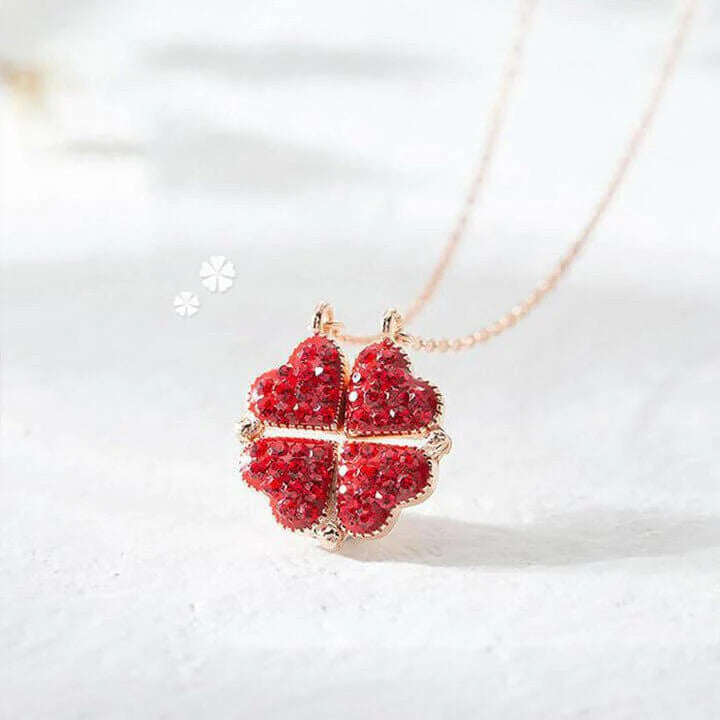 Magic Lucky Four Leaf Clover Necklace (Rose Gift Box Included)