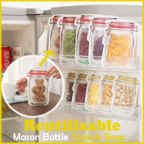 Reusable Mason Bottle Ziplock Bags