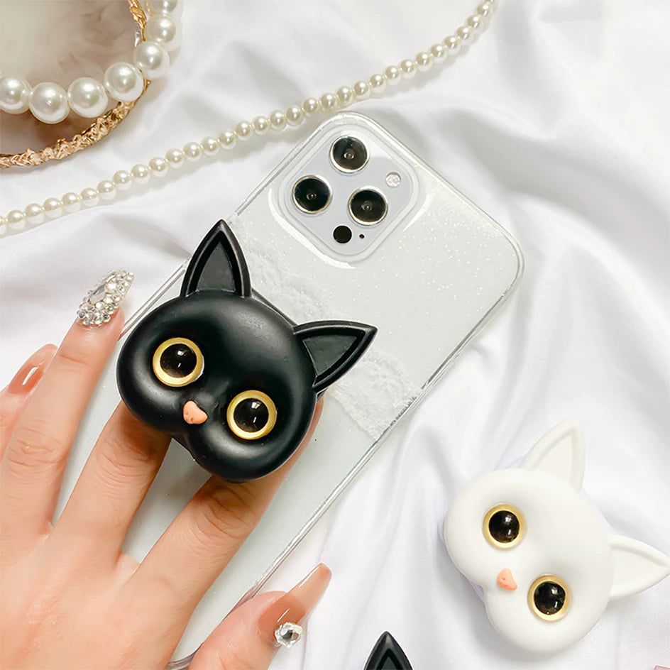 3D Cute Kitten Phone Holder with mini Mirror