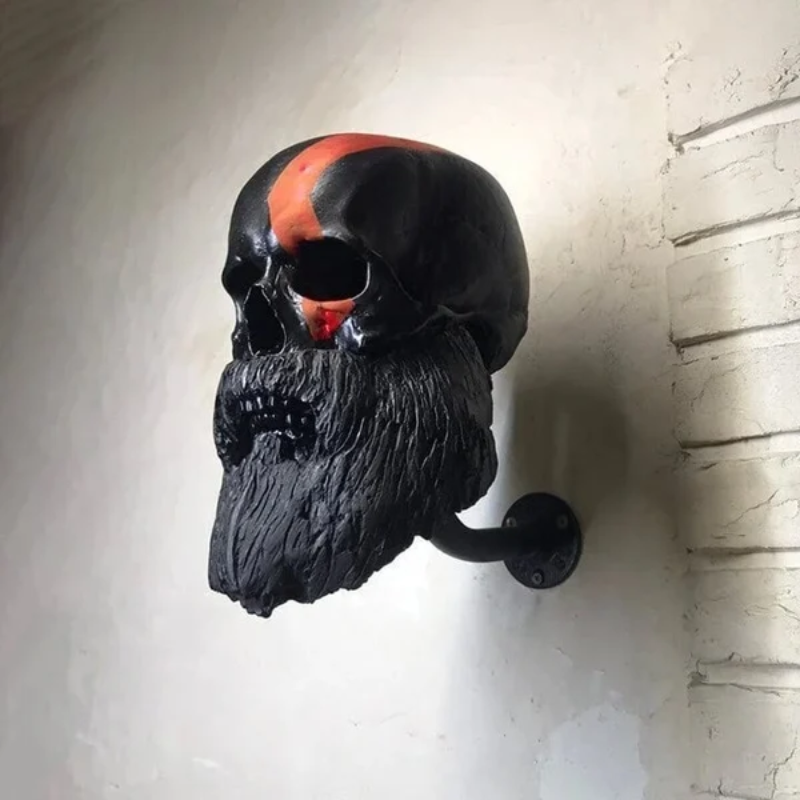 Motorcycle Skull Helmet Holder with Beard