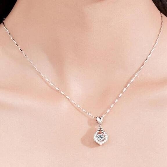 Twinkling Heart Waterdrop Stone Necklace