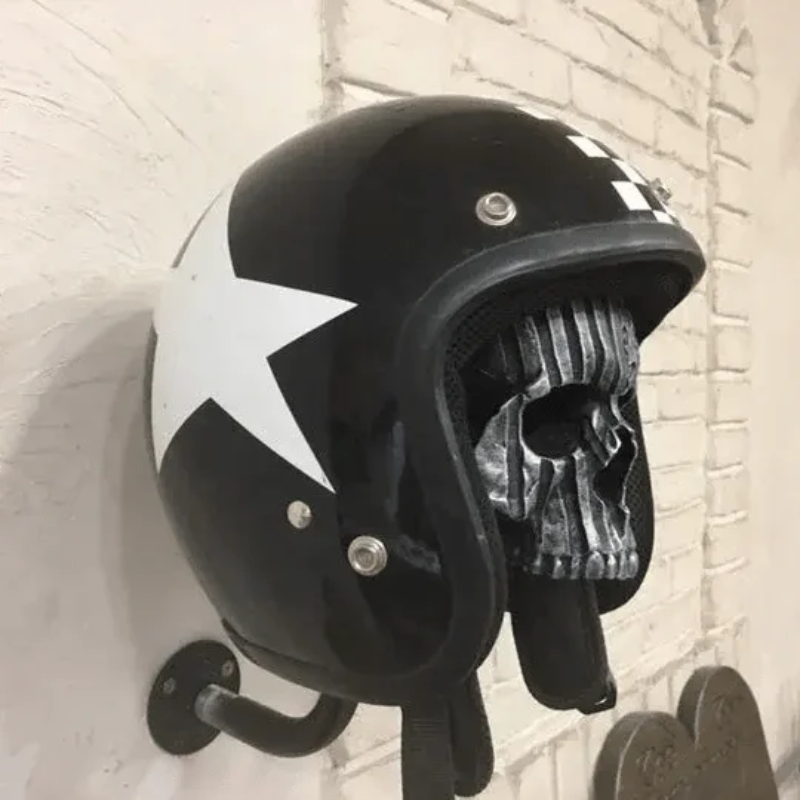 Motorcycle Skull Helmet Holder with Beard
