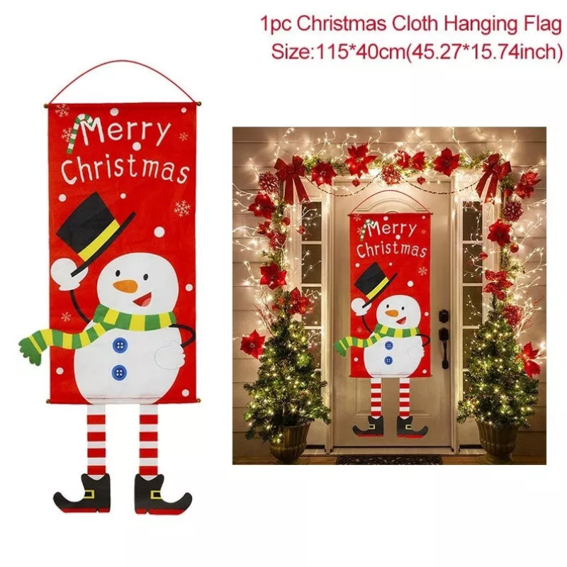 Merry Christmas Flag Porch Door Banner Hanging Ornament