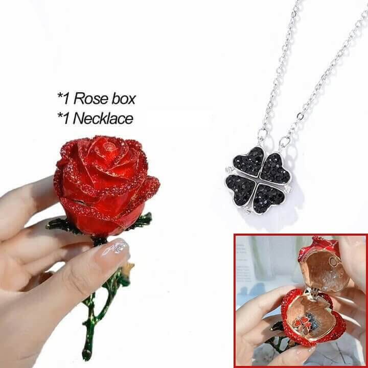 Magic Lucky Four Leaf Clover Necklace (Rose Gift Box Included)