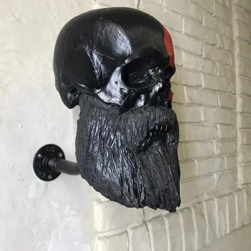 Motorcycle Skull Helmet Holder with Beard