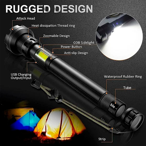 Globpower™ LED Rechargeable Tactical Laser Flashlight 90000 High Lumens