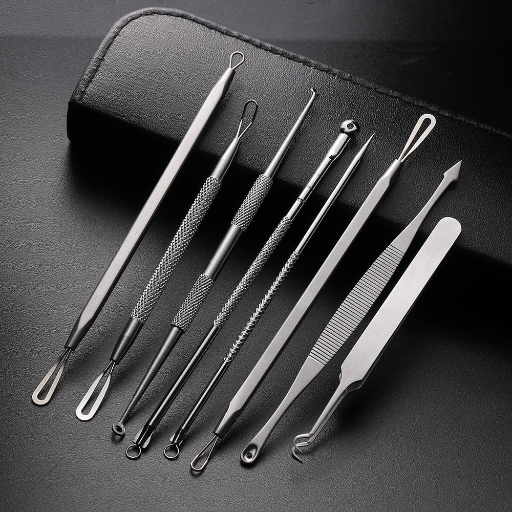 Blackhead Remover Pimple Popper Tool Kit - (9 Piece Kit)