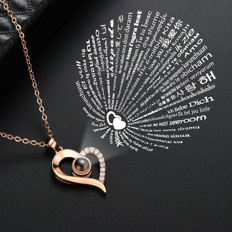 "I Love You" Roses Bloom Necklace in 100 Languages Gift Set
