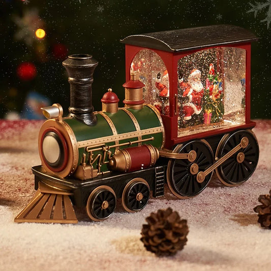 🎁 Christmas Gift 🚂🎅 Christmas Train Illuminated, Lantern Decoration With Snow Globe, Santa Claus