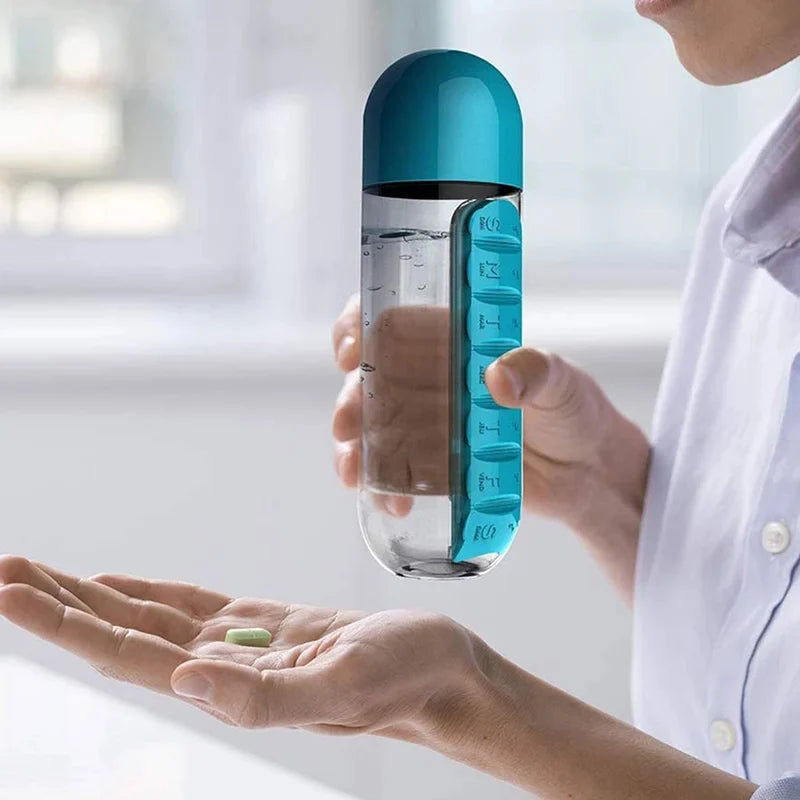 Water Bottle With Weekly Pillbox