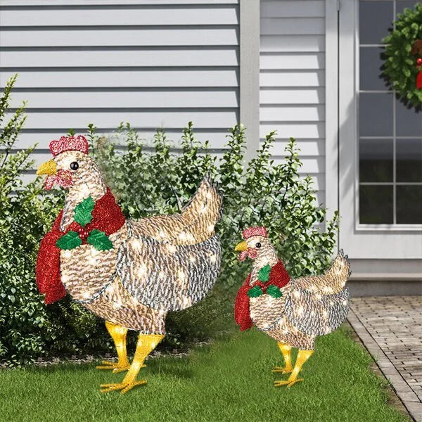 🐓Light-Up Chicken 3D with Scarf Holiday Decoration（3D）