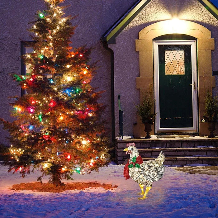 🐓Light-Up Chicken 3D with Scarf Holiday Decoration（3D）